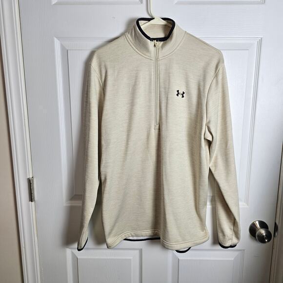 Under Armour Pullover Mens M Cream/tan 1/2 Zip‎ Fleece - Picture 1 of 7